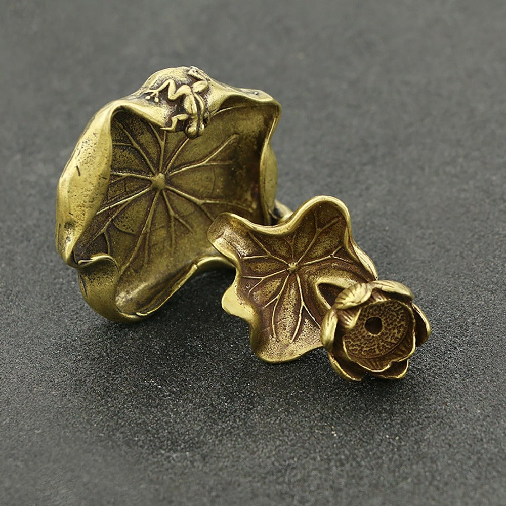 Brass Lotus Shape Backflow Display Mold Micro Ornament Home Decor