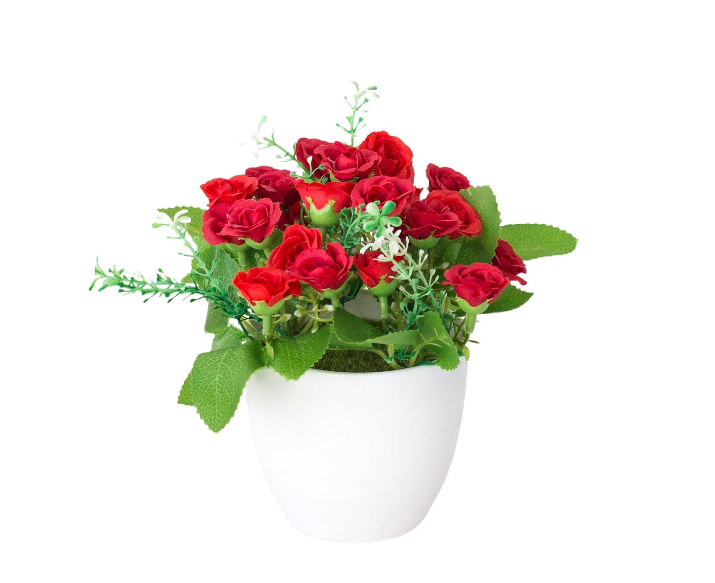 Artificial Rose Fake Flower Bonsai Potted Ornament Home Cafe Gift Shop Decor-Red