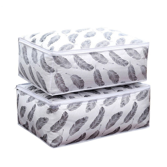 2Pcs Foldable Feather Design Storage Bag Organizer Clothes Blanket Quilt Pouch