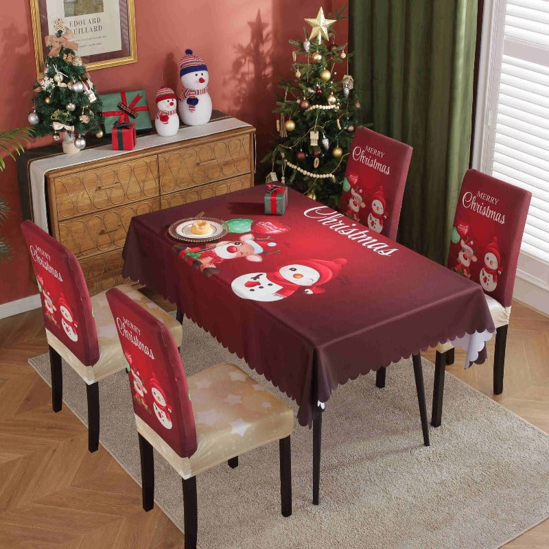 Printed Festive Christmas Table Cloths Chair Covers Party Decorations