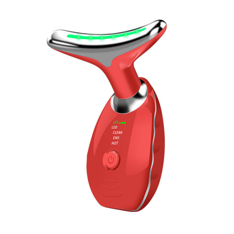 Neck Face Beauty Device Colorful Led Photon Therapy Skin Tighten Reduce Double Chin Anti Wrinkle Remove Lifting Massager