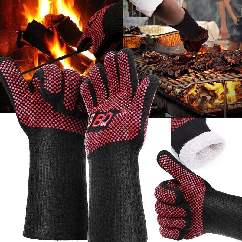 662F / 350C Heat Proof Resistant Oven Bbq Gloves 35Cm Kitchen Cooking Silicone Mitt