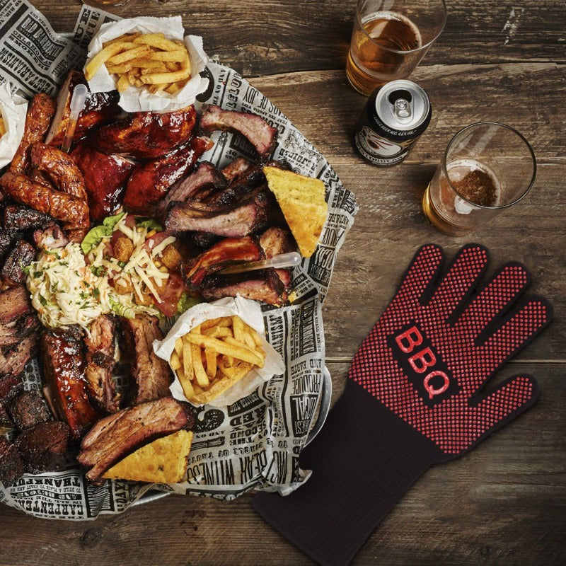 662F / 350C Heat Proof Resistant Oven Bbq Gloves 35Cm Kitchen Cooking Silicone Mitt