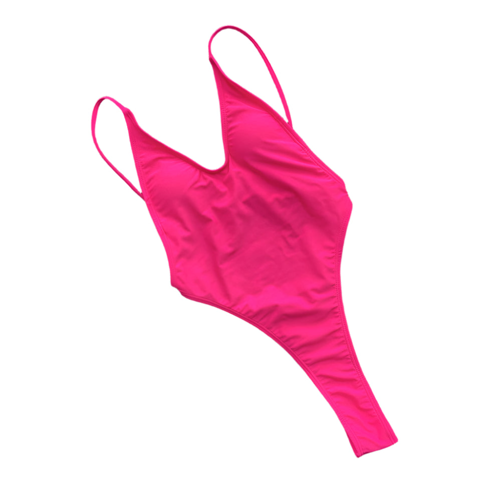 Womens One Piece Swimsuit Solid Color Sexy Backless Bikini
