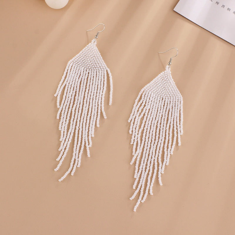 Bohemian Ethnic Vintage Colourful Handmade Beads Tassel Boho Beaded Hanging Earrings