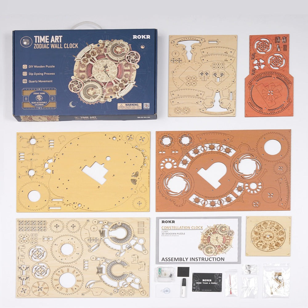 Rokr Zodiac Wall Clock 3D Puzzle Model Assembly Toys Gifts