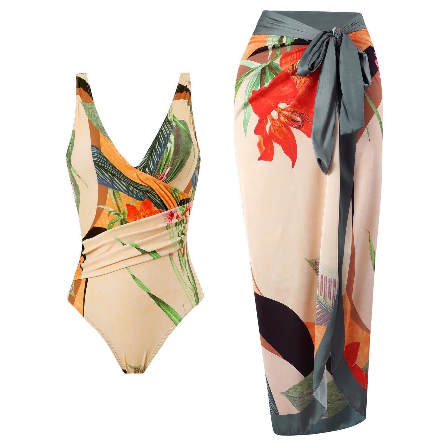 And American Conjoined Vacation Beach Hot Spring Swimsuit French Retro Bikini