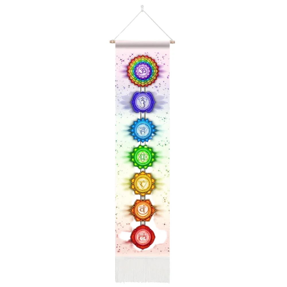 Seven Chakra Tapestry Hippie Mandala Chakras Wall Hanging Fabric Yoga Meditation Tapestries For Spiritual Room Decor