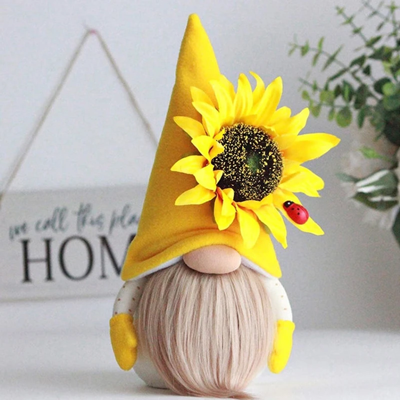 Bee Gnome Spring Sunflower Doll Decor Handmade Bumble Plush Faceless Ornaments Bedroom Desktop Gnomes