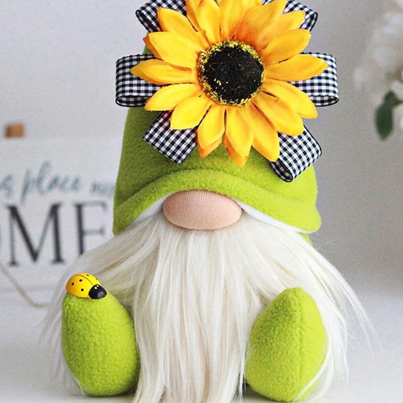 Bee Gnome Spring Sunflower Doll Decor Handmade Bumble Plush Faceless Ornaments Bedroom Desktop Gnomes