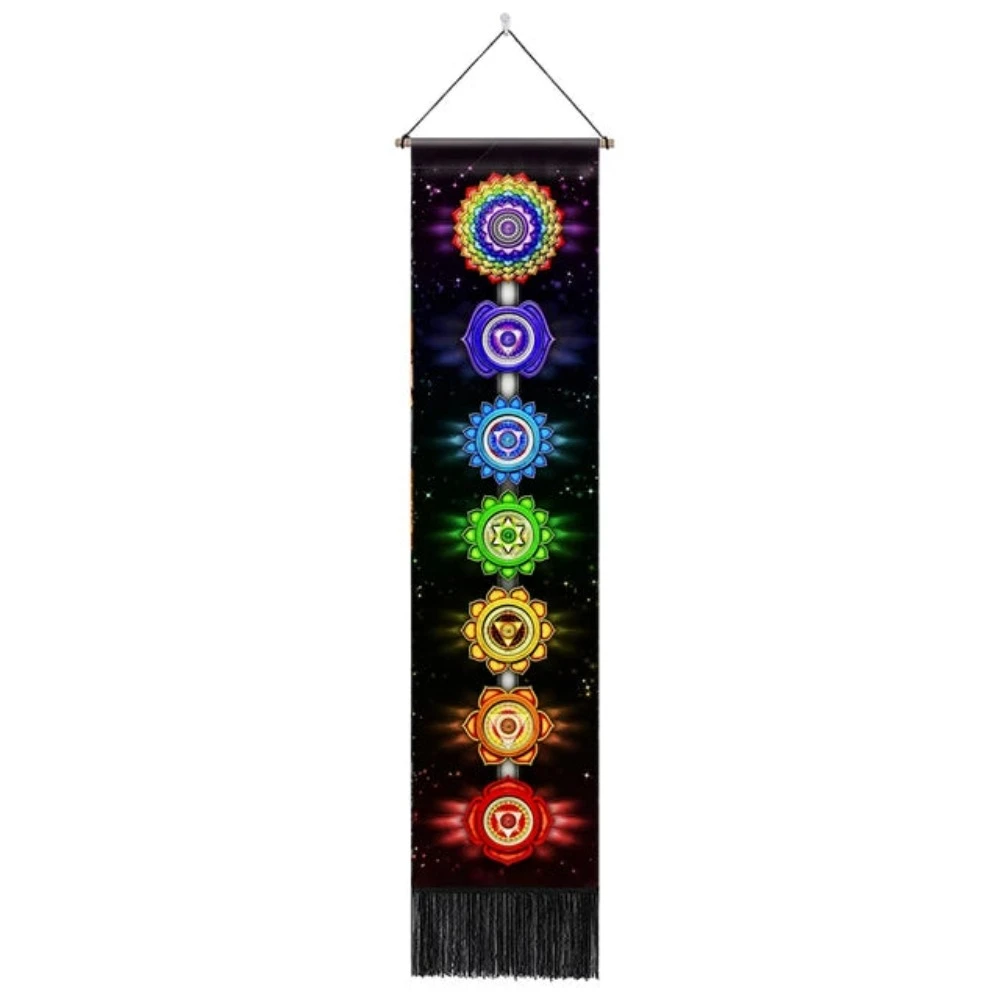 Seven Chakra Tapestry Hippie Mandala Chakras Wall Hanging Fabric Yoga Meditation Tapestries For Spiritual Room Decor
