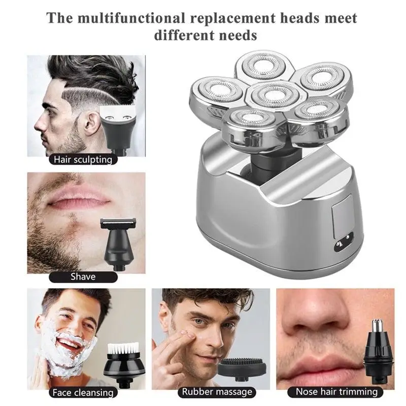6 In1 Multifunction Digital Display Electric Hair Clipper Shaver Beard Nose Shaving