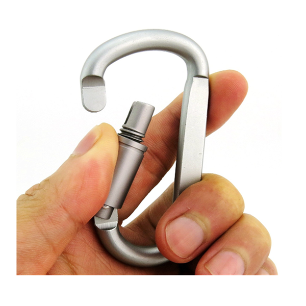 6Pcs Aluminum D Ring Shape Keyring Locking Carabiner Light But Strong Silver