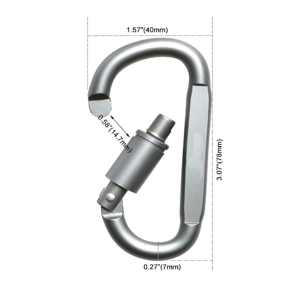 6Pcs Aluminum D Ring Shape Keyring Locking Carabiner Light But Strong Silver