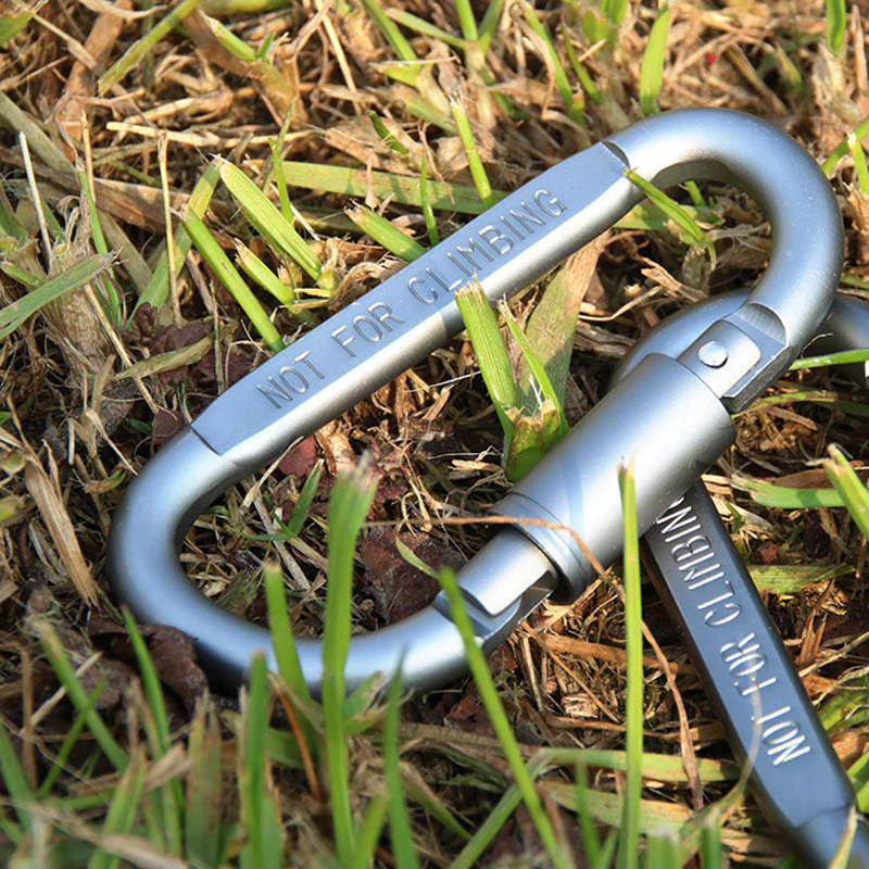 6Pcs Aluminum D Ring Shape Keyring Locking Carabiner Light But Strong Silver
