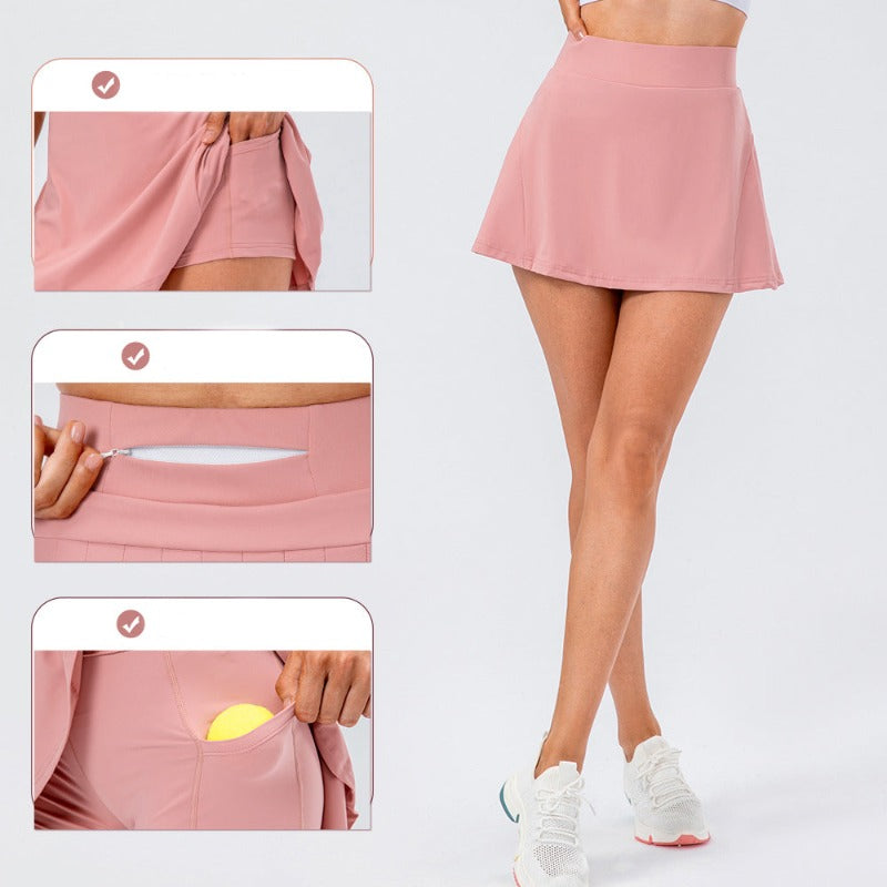 Activewear Tennis Skirt With Zipped Pocket Women Pleated Sports Skirt.