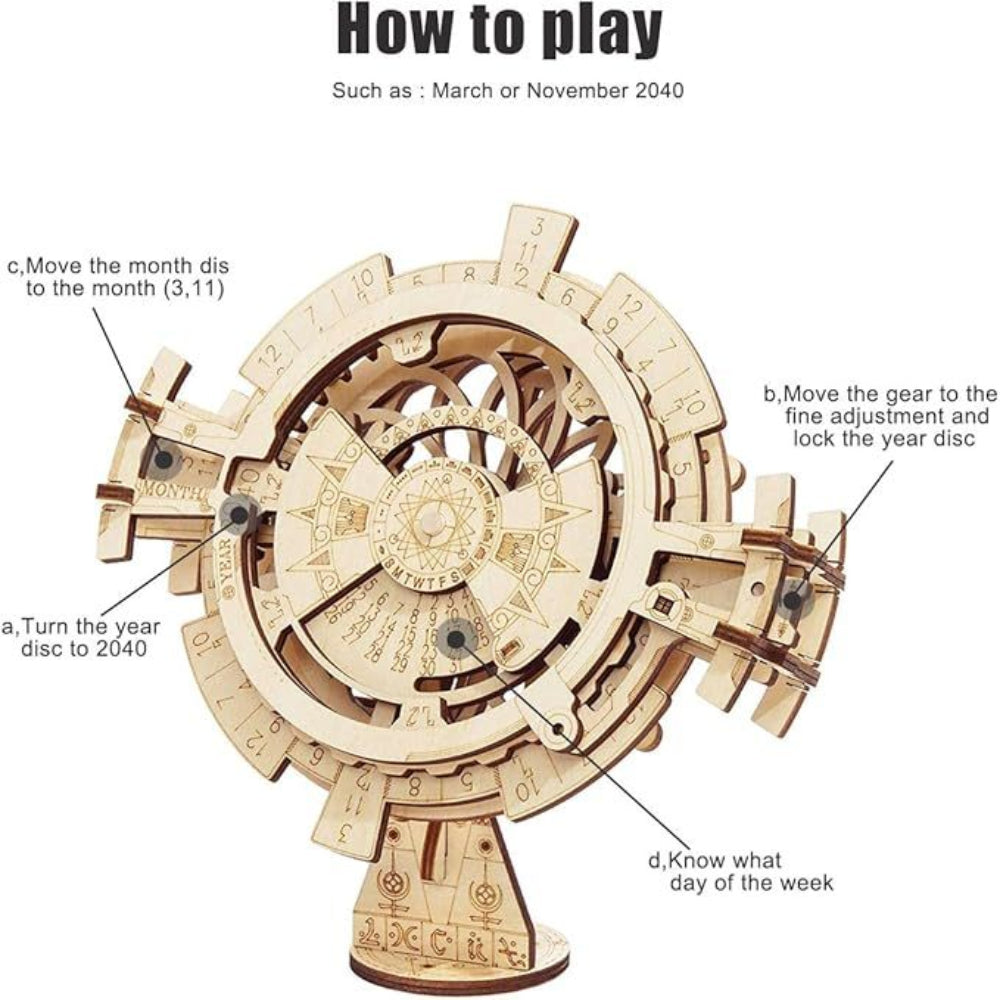 3D Puzzles Perpetual Calendar Wooden Model Kits Brain Teasers Sets Lk201