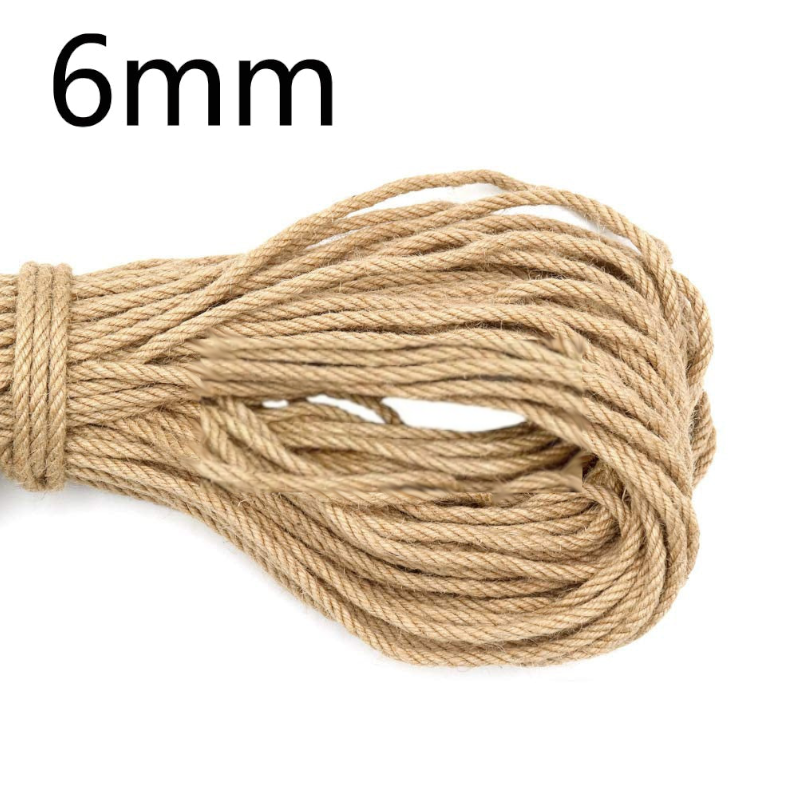 6Mm 1M-50M Natural Jute Cords Heavy Duty Twine Hemp Twisted Macrame String