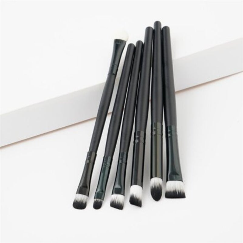 6Pcs Eyeshadow Eyebrow Powder Concealer Brush Cosmetic Make Up Tool Black