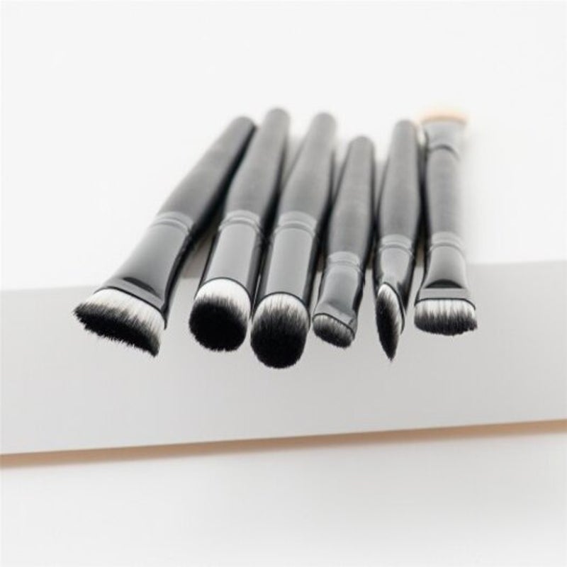 6Pcs Eyeshadow Eyebrow Powder Concealer Brush Cosmetic Make Up Tool Black