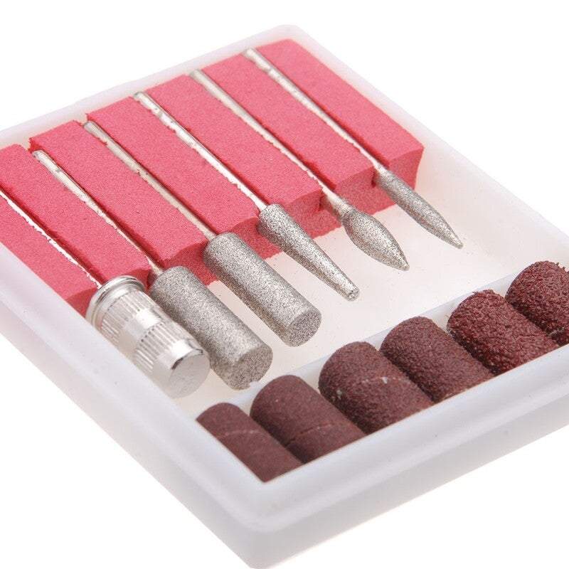 Nail Tools Cuticle Care 6Pcs Art Drill Bits Sanding Bands For Replacement Set Electric File Metal