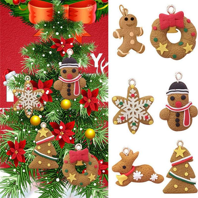 Christmas Tree Decorations 6Pcs / Set Gingerbread Man Hanging Pendants