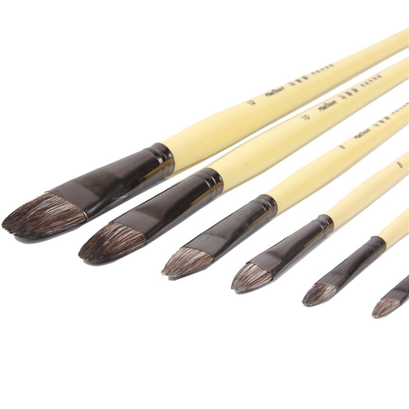 6Pcs/Set Weasel Hair Peak Paint Brush Acrylic Oil Painting Watercolor Supplies
