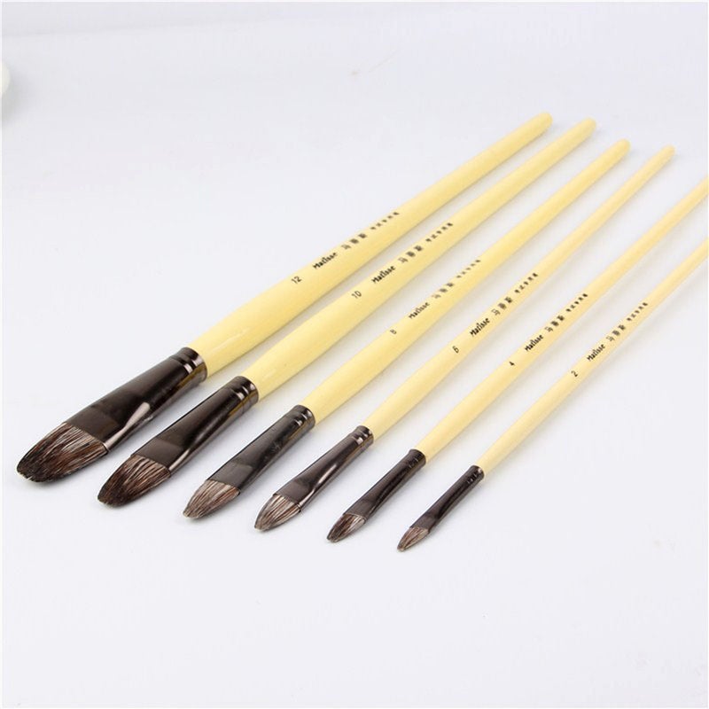 6Pcs/Set Weasel Hair Peak Paint Brush Acrylic Oil Painting Watercolor Supplies