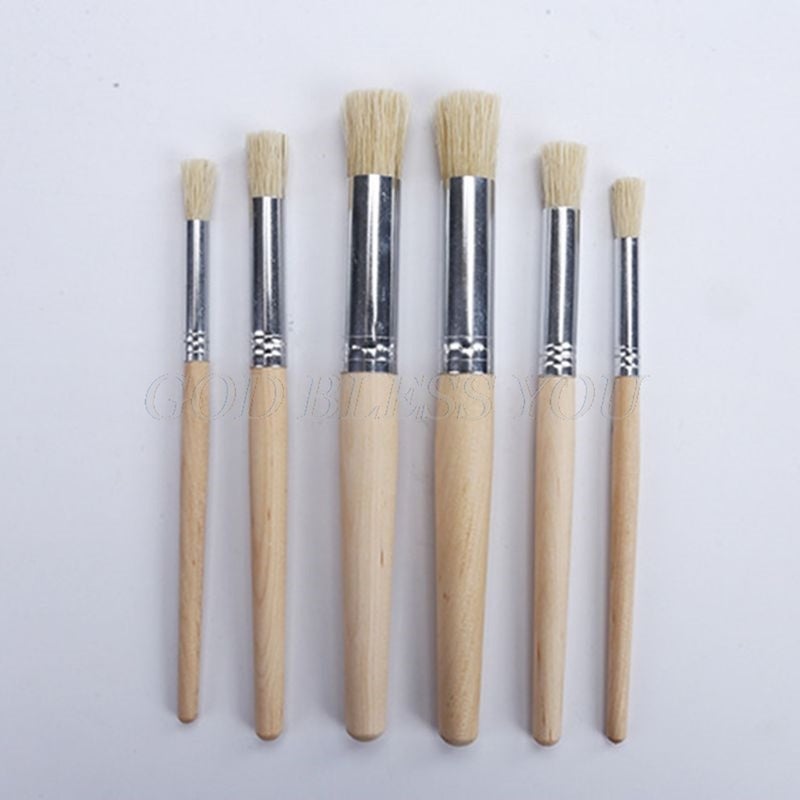 6Pcs/Set Watercolor Painting Brush Different Size Handle Kids Students