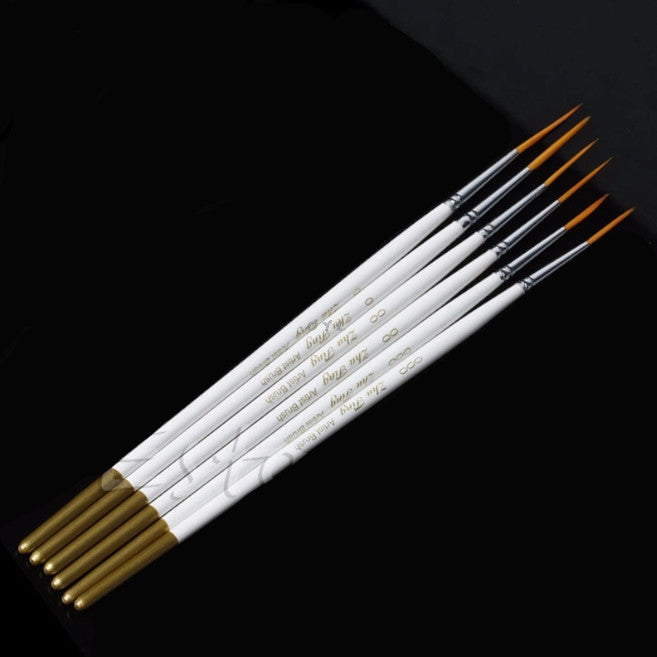 6Pcs/Set Nylon Hair Round Paint Brush Hook Line Pen Artist Draw Painting Craft