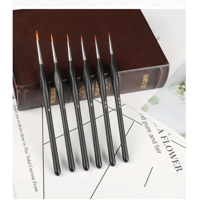 6Pcs/Set Extra Fine Detail Paint Brushes Miniature For Oil Painting Gouache