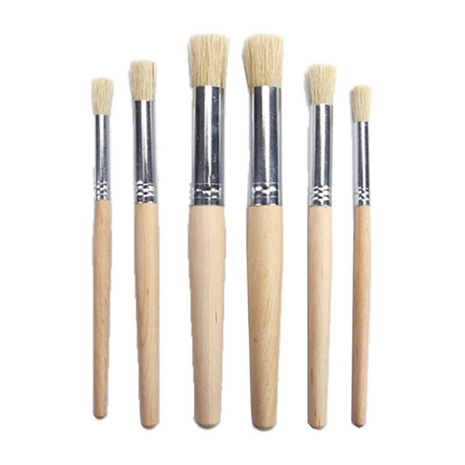 6Pcs/Set Watercolor Painting Brush Different Size Handle Kids Students