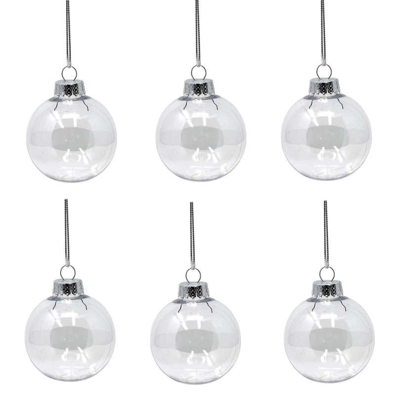 6Pcs Transparent Plastic Christmas Bauble Ball Tree Decorations