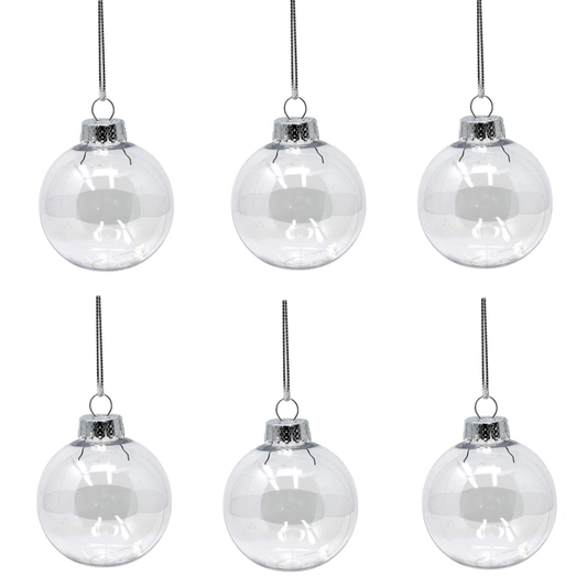 6Pcs Transparent Plastic Christmas Bauble Ball Tree Decorations