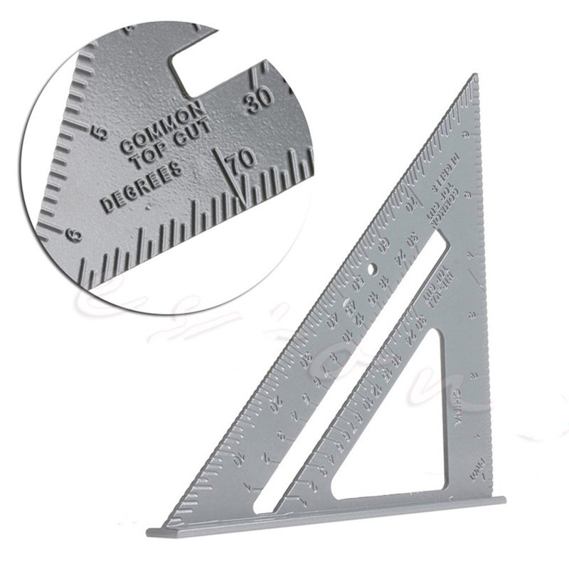 7Inch Aluminum Triangle Ruler Woodworking Miter Speed Framing Measuring Tool