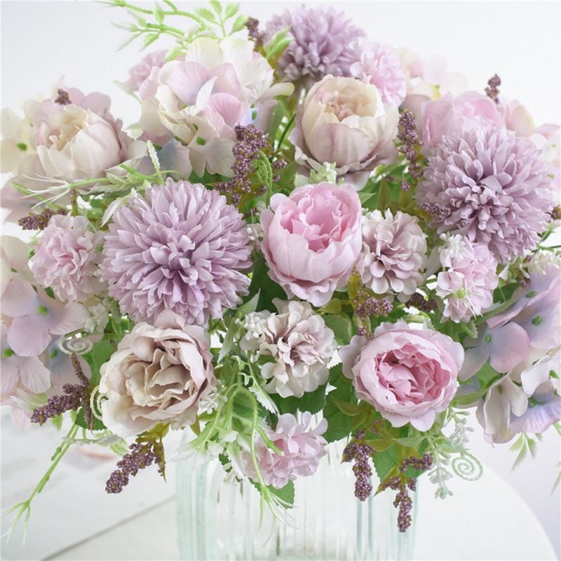 7 Style Colorful Peony Artificial Flower Wedding Road Home Interior Personality Floral Decoration Light Purple