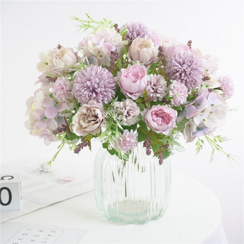 7 Style Colorful Peony Artificial Flower Wedding Road Home Interior Personality Floral Decoration Light Purple