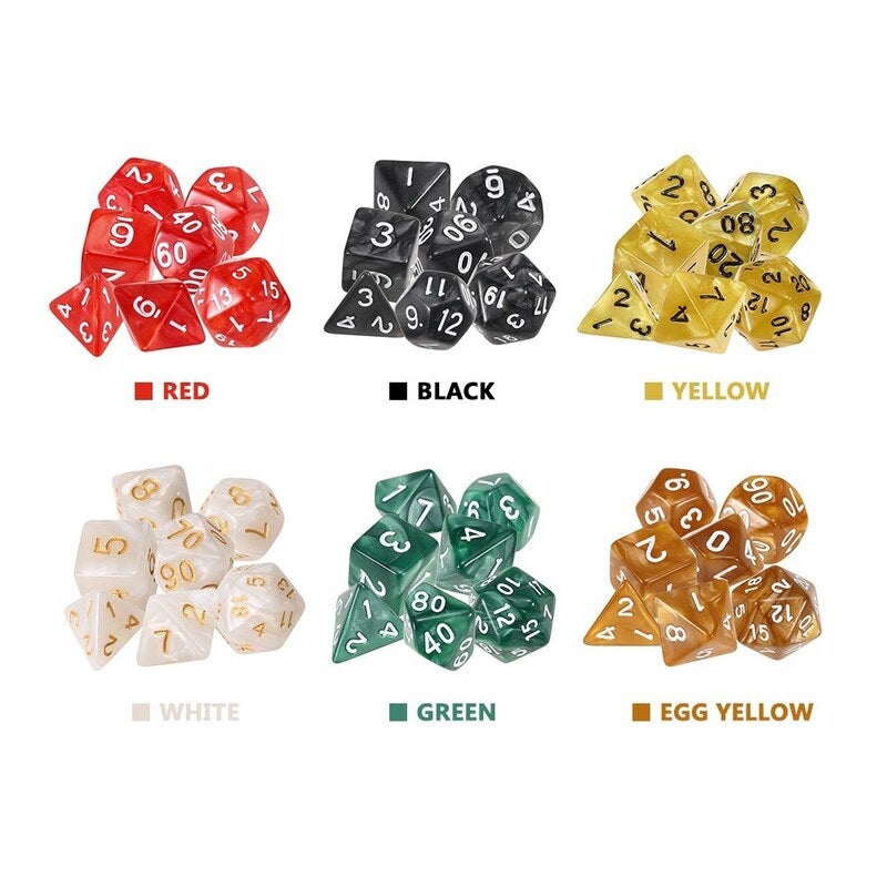 7 Pcs Polyhedral Dice Yellow