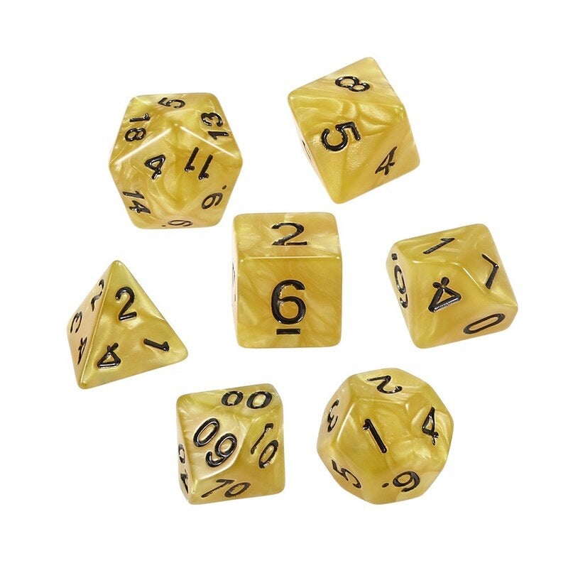 7 Pcs Polyhedral Dice Yellow