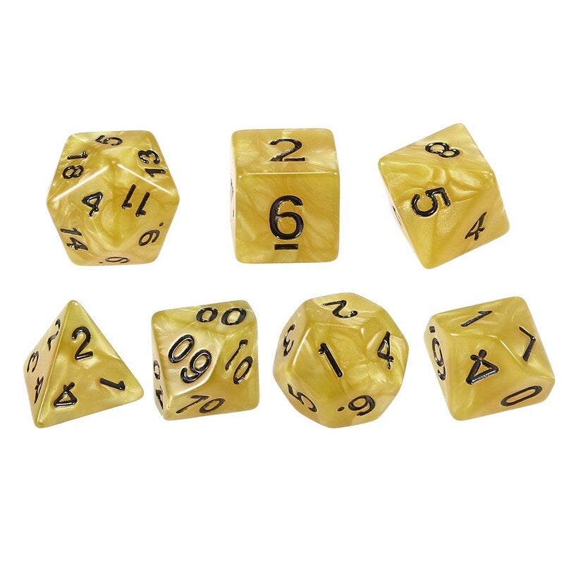 7 Pcs Polyhedral Dice Yellow