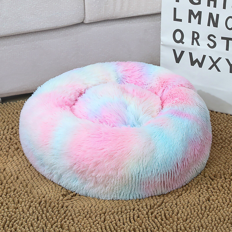 70 X 70Cm Soft Fluffy Pet Dog Cat Round Bed Rainbow