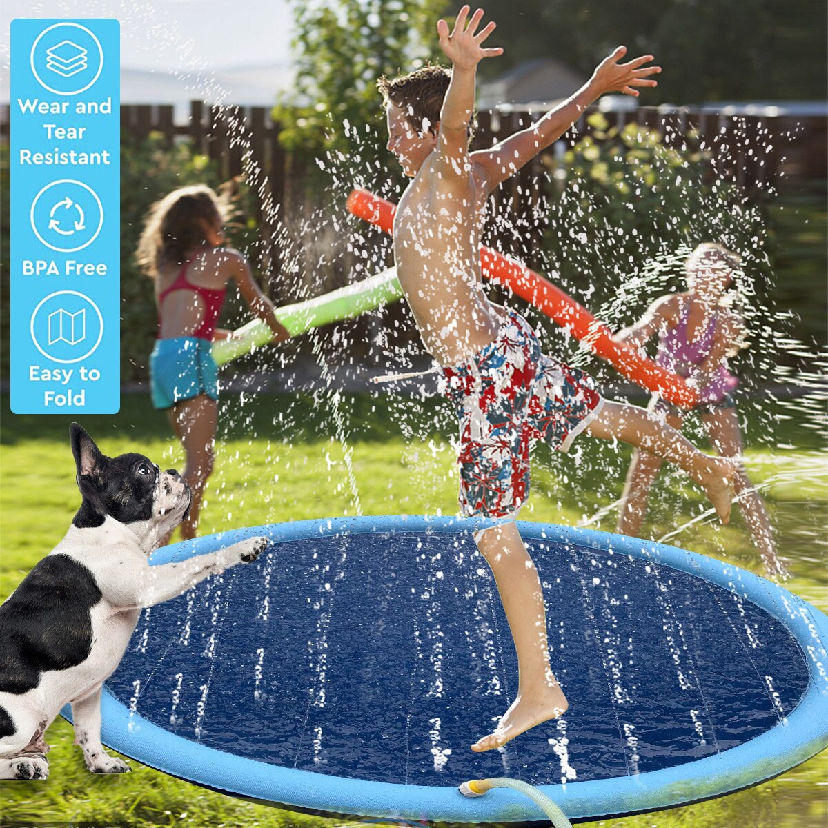 150Cm Blue Water Sprinkler Outdoor Play Mat For Kids Dogs And At Heart