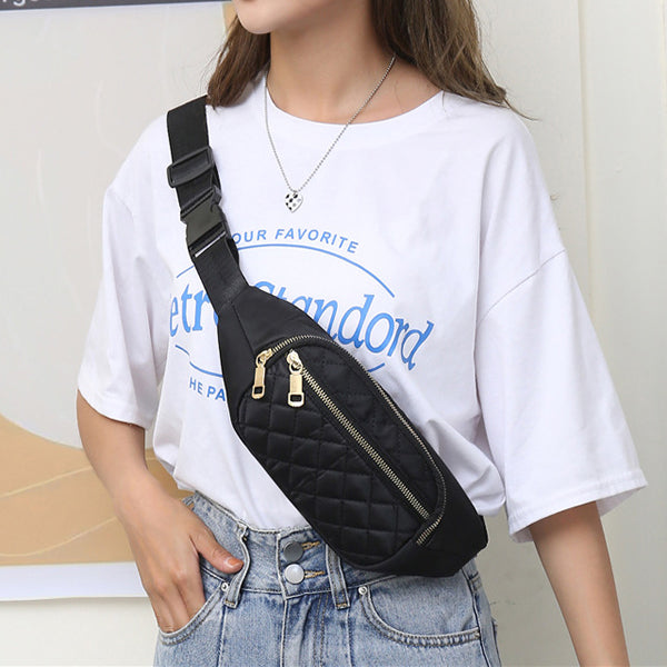 Rhombus Fanny Packs For Women Crossbody Waist Bags Sports Hiking Cycling Running
