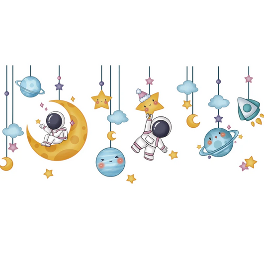 Astronauts Wall Stickers Vinyl Diy Stars Planets Decals For Kids Rooms Baby Bedroom Children Nursery Home Decoration