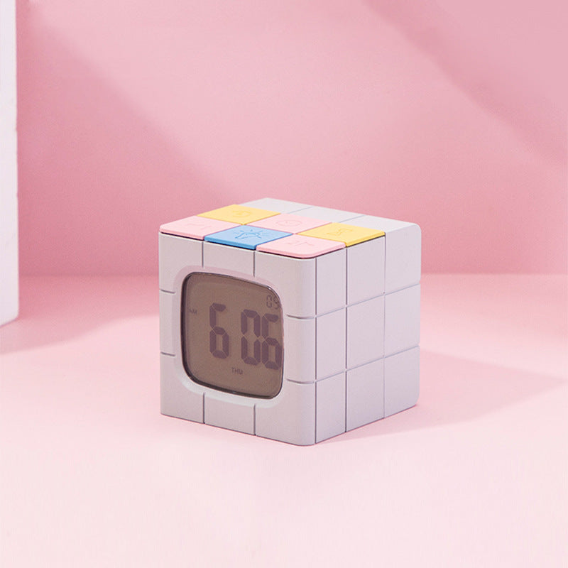 Usb Charging Voice Control Alarm Clock Cube Led Night Light