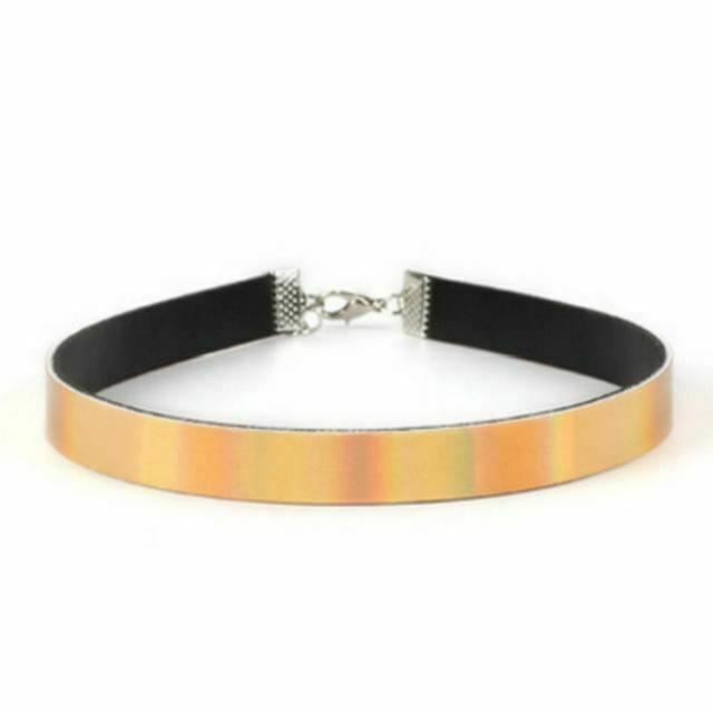 Bdsm Day Collar Holographic Choker Submissive Pu Leather Necklace