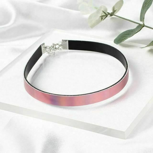 Bdsm Day Collar Holographic Choker Submissive Pu Leather Necklace