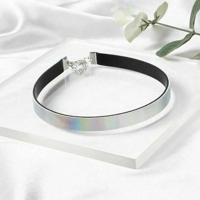 Bdsm Day Collar Holographic Choker Submissive Pu Leather Necklace