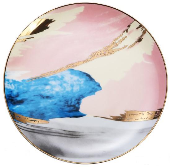 Watercolour Colourful Ceramic Handmade Dinner Plates Cup Saucer