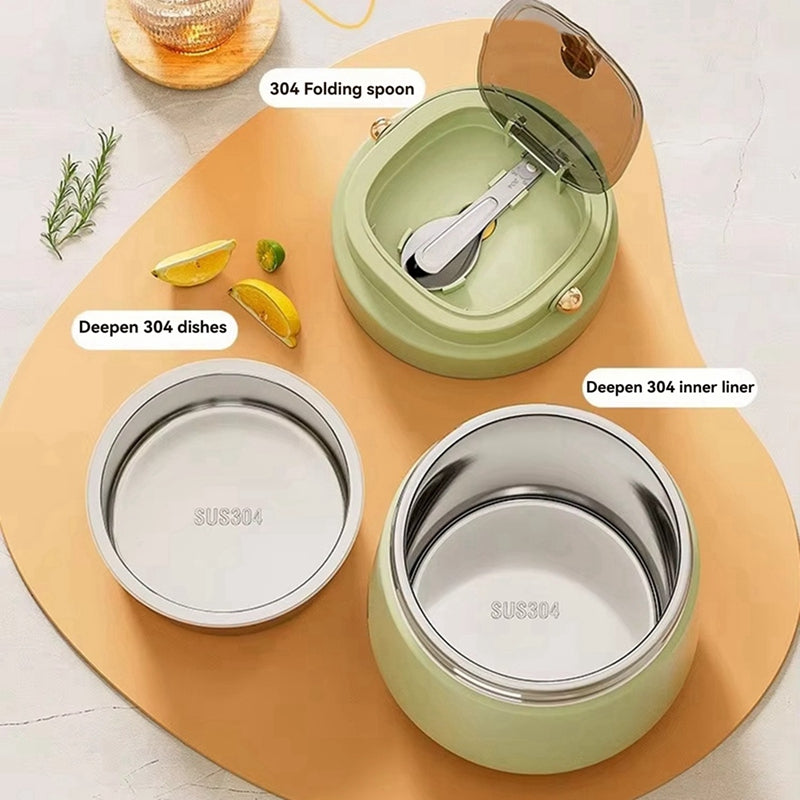 Adults Stainless Steel Insulated Lunch Box With Spoon And Fork Bag Leak Proof Keeps Food Warm